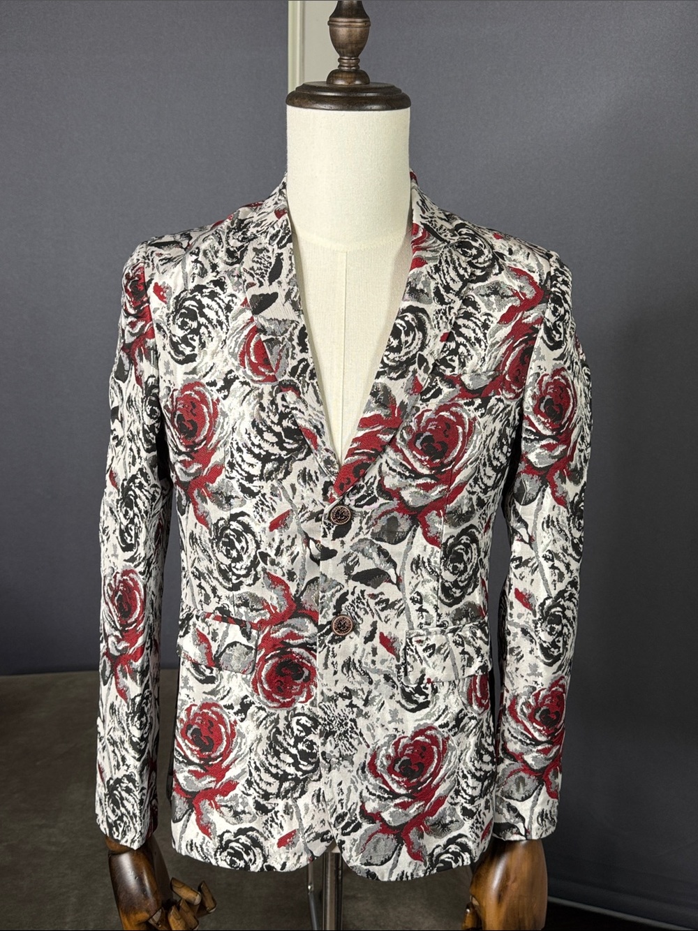 Men’s Single Breasted Floral Slim Fit Suit Blazer Jacket 32 Prom Formal Wedding